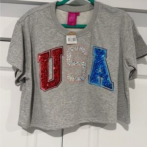 Queen Of SparklesGray USA Cropped T-Shirt set